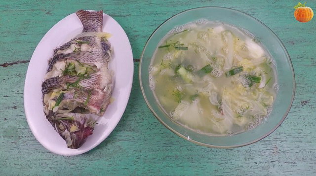 Canh cải thảo nấu cá rô