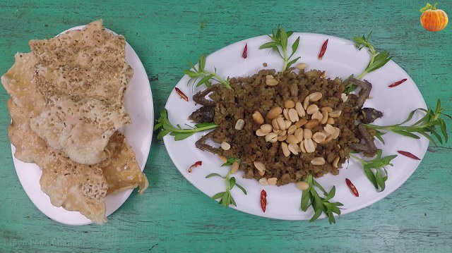 Chim cút bằm xúc bánh đa
